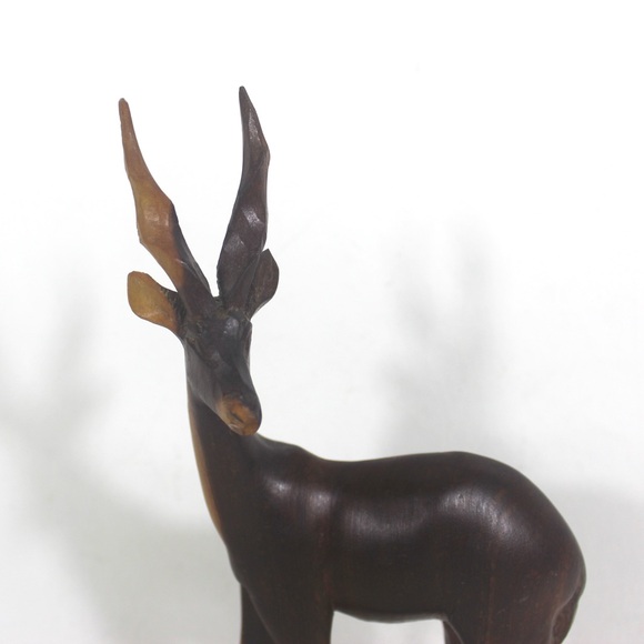 Mid Century Modern Carved Gazelle, Exotic Wood Sculpture, African Animal - Picture 3 of 10